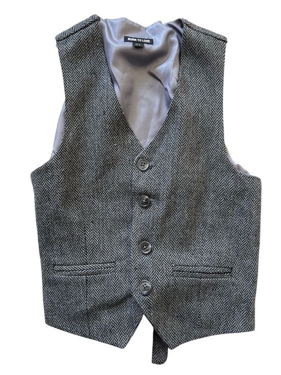 Born to Love Other - Born to Love Boys Grey Herringbone Vest | 5T